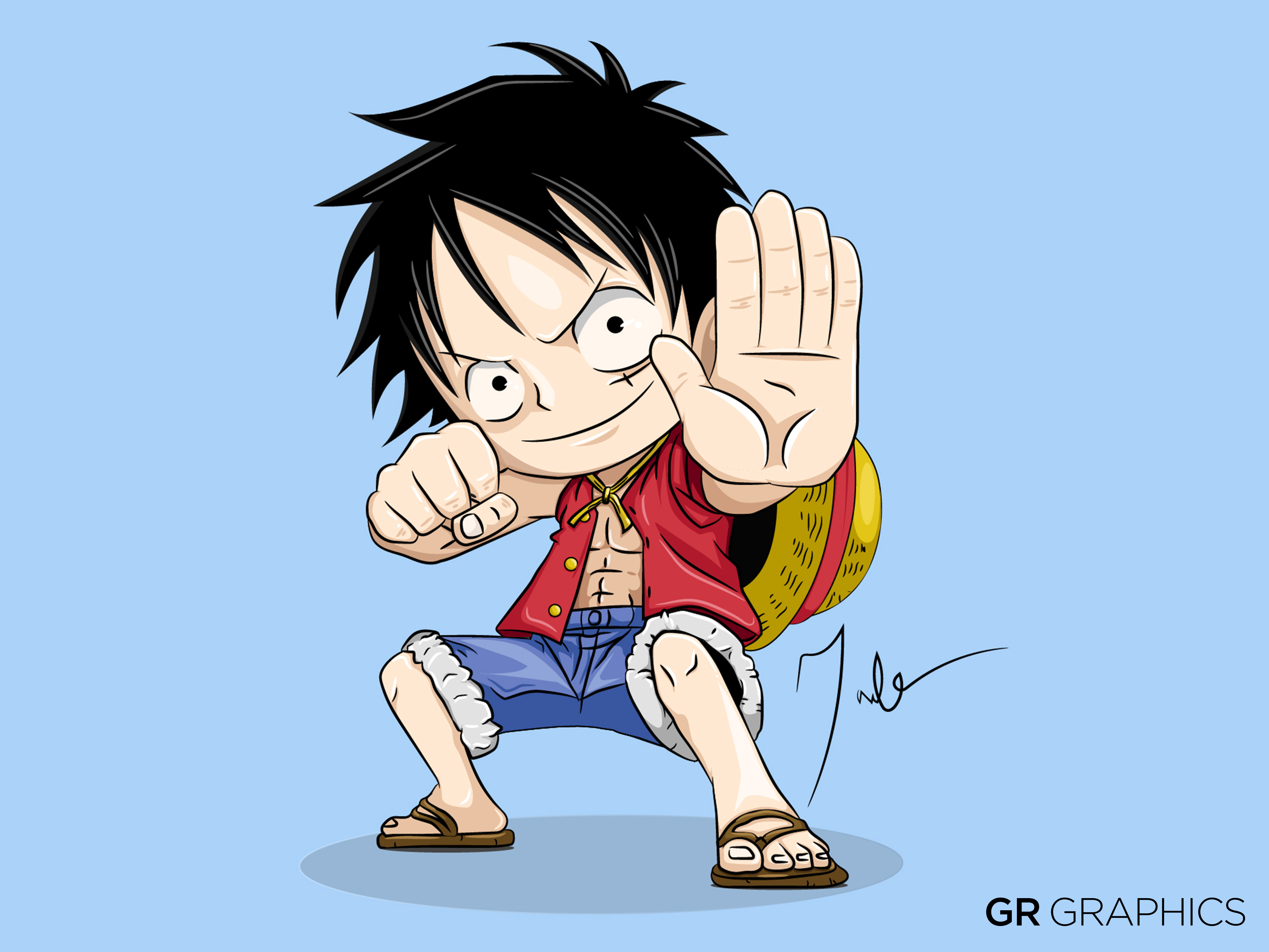 luffy kawai chibi cute, onepiece anime. vector design and doodle art. for  icon, logo, collection and others. 16552335 Vector Art at Vecteezy