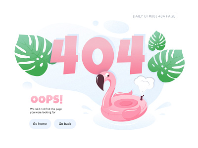 Daily UI 008 404 404 error 404page dailyui design flamingo illustration oops pink vector web webdesign