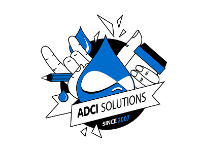 Signature stickers design for ADCI Solutions design illustation sticker design stickers