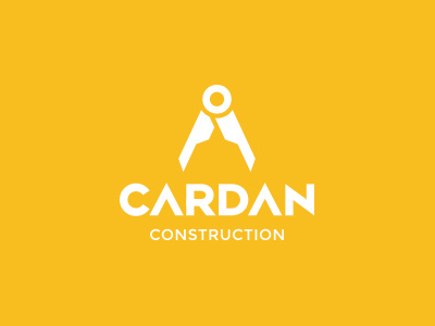Cardan building compass construction home renovation logo mark yellow