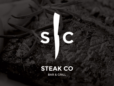 Steak Co bar black brown concept food grill logo restaurant steak