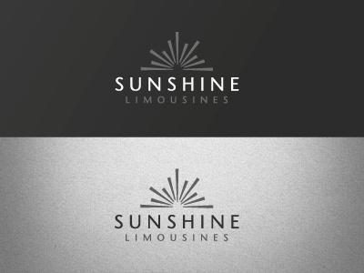 Sunshine Limousines brand dark light limousines logo mark ray shine sun white