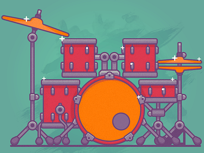 Drummer drums illustration line art