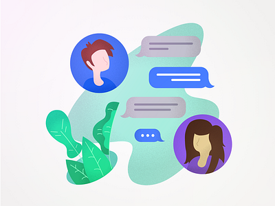Start With A Conversation avatar flat illustration illustrator messaging spot illustration ux vector art