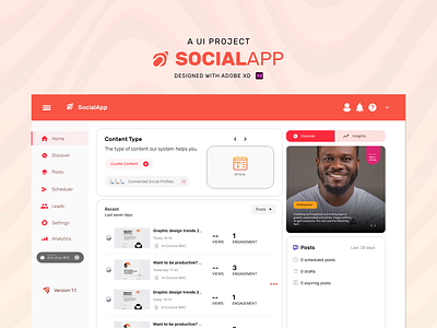 Social App Dashboard User Interface Design