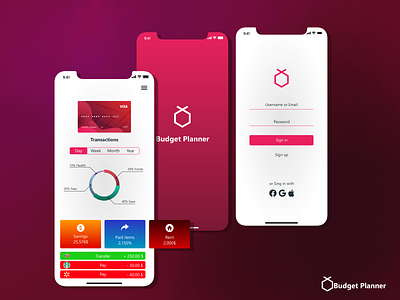 Budget Planner adobe illustrator adobe photoshop adobexd app app concept app design app designer app development application budget design interface iphone x iphonex payment ui ui ux user experience userinterface visa