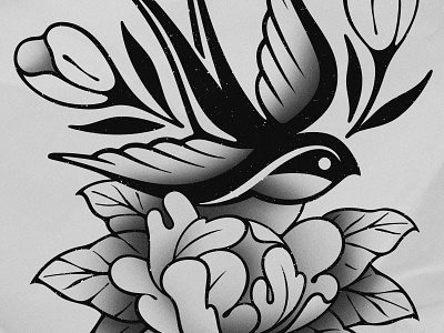 Carry me home design drawing flower illustration ink peony swallow tattoo