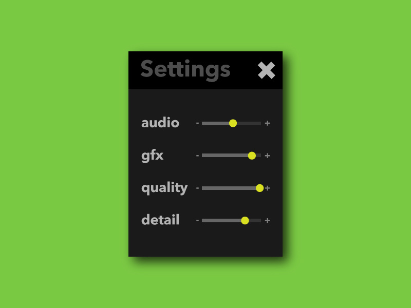 Settings - Daily Ui 007 dailyui minimal game ui settings