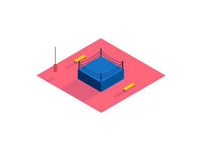 Practice arena boxing illustration isometric practice ring