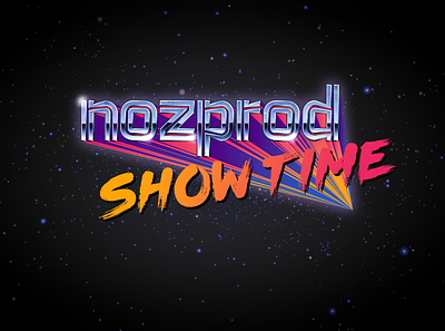 Nozprod's Show Time - Stream title branding chrome design illustration logo retro retrowave typography vector