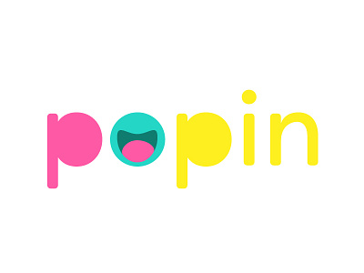 Logo design for Popin app app blue happy ios logo pink popin yellow