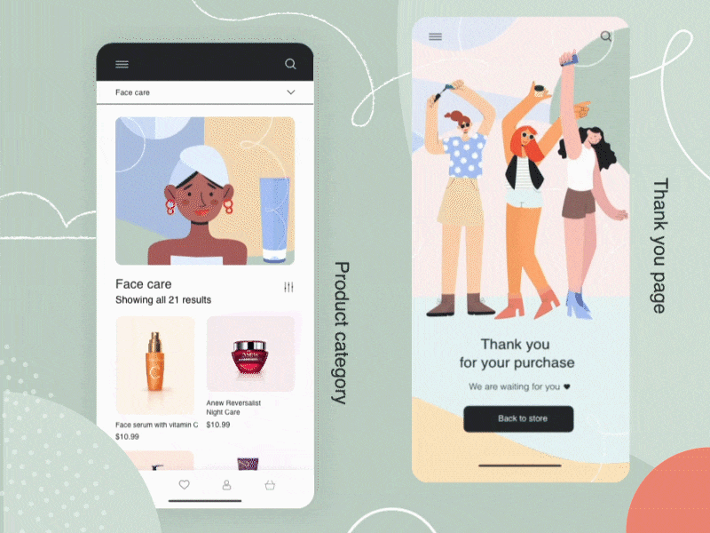 Concept Design for AVON animation avon care character clean color concept cosmetic finance flat design product shop store store app