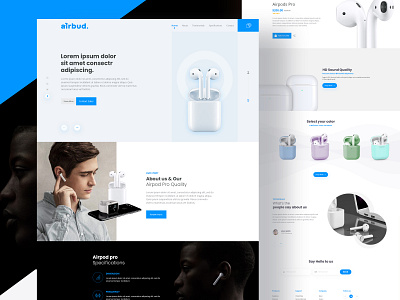 Airbud Landing Page UI agency airpod airpod landing page airport apple product branding creativepeoples debut shot design development agency illustration landign page minimal typography ui ux ui ux design ui ux designer