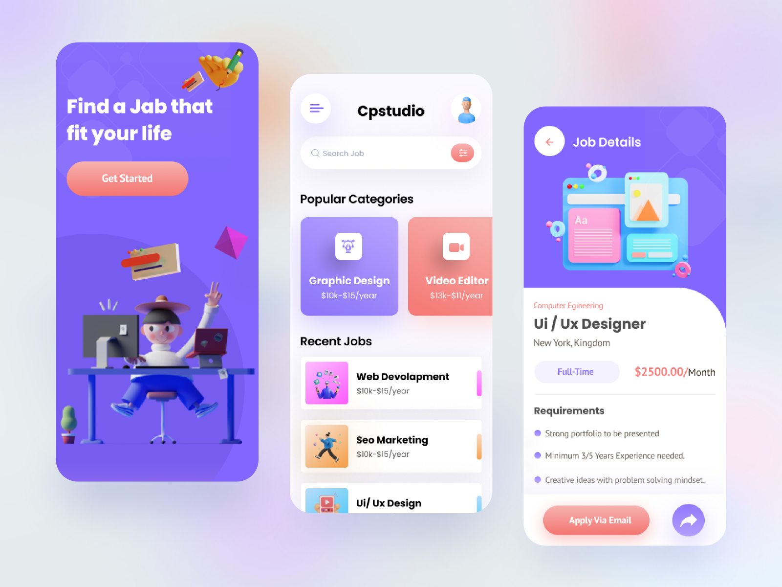 Job Search Platform Mobile App by CreativePeoples on Dribbble