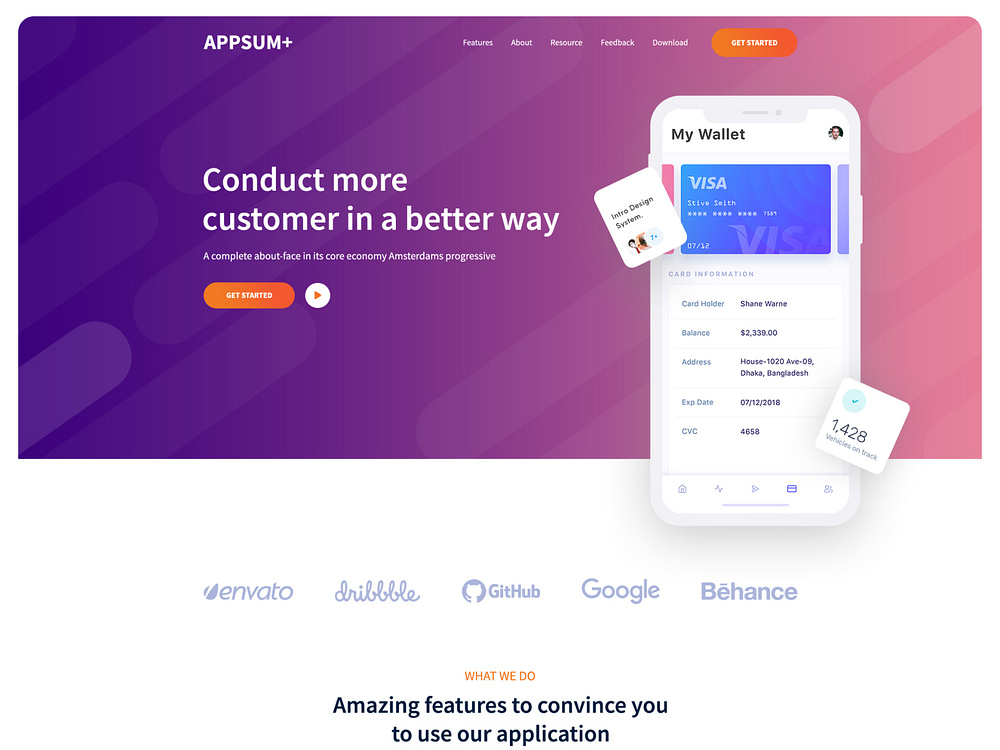 Mobile Wallet App Landing Page by CreativePeoples on Dribbble