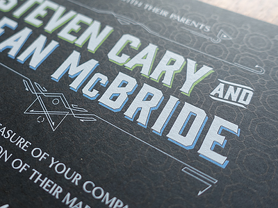 Wedding Invitation Detail black tie formal fort foundry gin paper printing wedding white ink