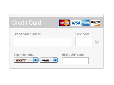 Credit card form credit card form payment typekit