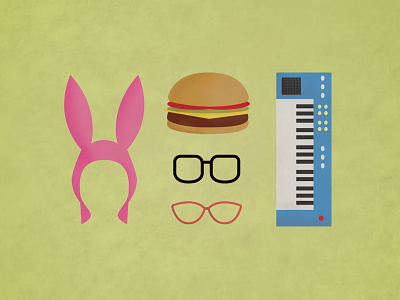 Bobs Burgers Tribute bobs bunny burger burgers glasses hat illustration keyboard knolling