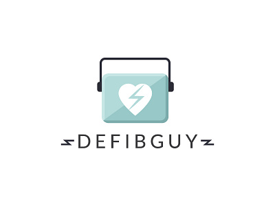 Defibguy logo Concept concept defibrillator flat heart logo medical minimal shock training