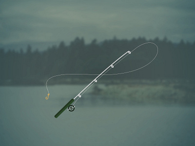 Gone Fishin' fish fishing hook illustration lake nature pole reel river sport water woods