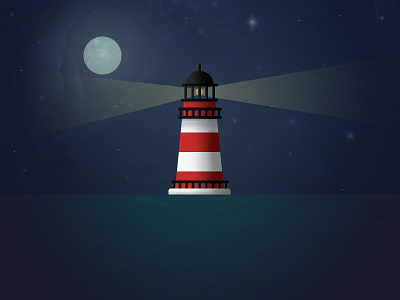 The lighthouse evening illustration lighthouse moon night nightfall ocean sea sky stars