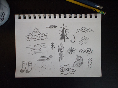 Jot down every idea doodle draw emotion icons minimal outdoors pad pencil sketch woods