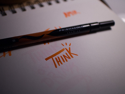 Think calligraphy doodle hand handletter lettering made marker sketch think