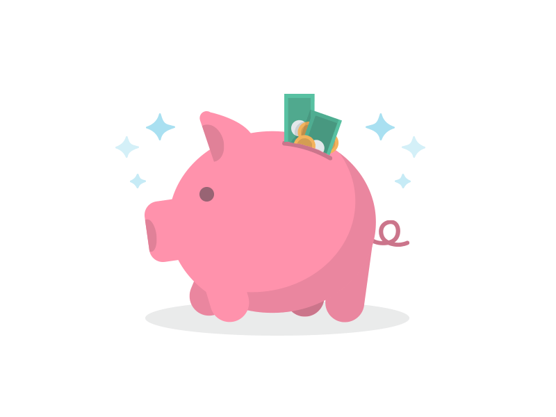 Oink $$ animated bank flat gif illustration money piggy saving sparkle