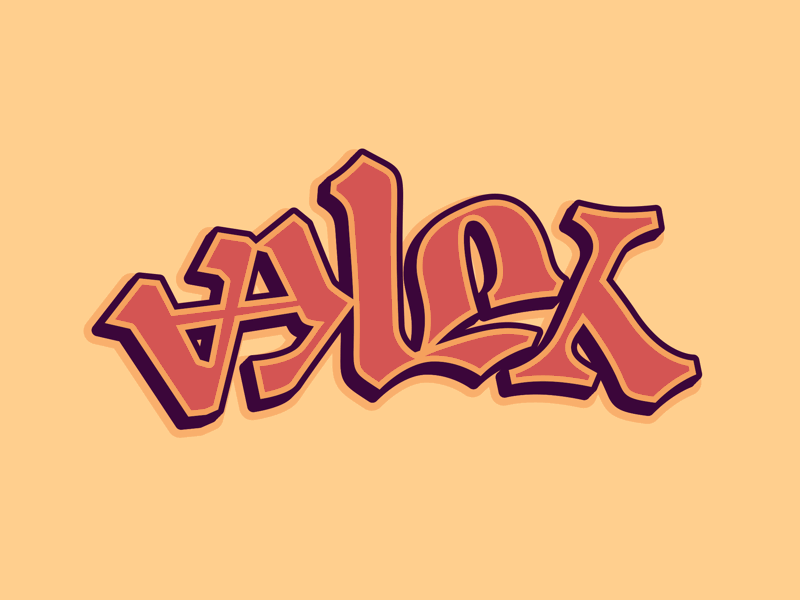 Alex / Yuka ambigram 2d ambigram lettering