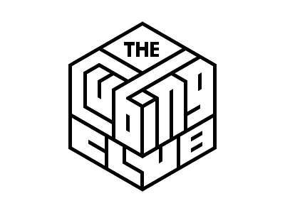 The Cubing Club axonometric black and white cube geometric isometric logo logotype orthographic tesselation