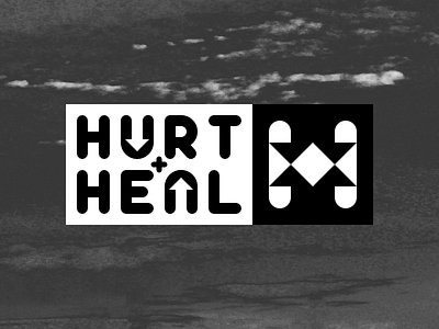 Hurt & Heal logo black and white hurt and heal icon logo negative space wordmark