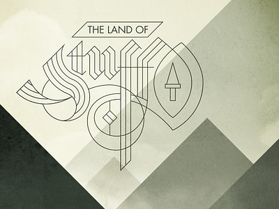 The Land of Stuff logo blackletter futura geometric logo