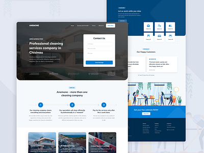 Anemone - Cleaning Service Landing Page blue clean flat homepage homepage ui landing page layout typography ui ui design ui ux user interface ux ux design vector web website websites websitestyle