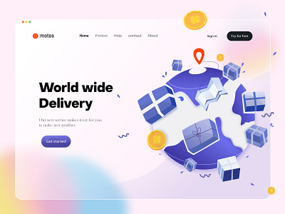 Global product delivery illustration background box branding delivery design digital art flat illustration global header hero hero image illustration landing landingpage product ui ux web webdesign website