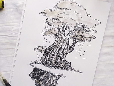 Tree design drawingart hand draw illustration pen