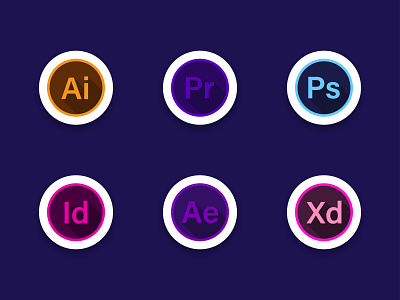 Adobe App Icons adobe app badge clean design flat graphic design icon illustration illustrator logo minimal vector