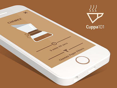 Cuppa101 | Minimal Coffee Guide app brown coffee design graphic illustration illustrator kettle mobile ui ux vector