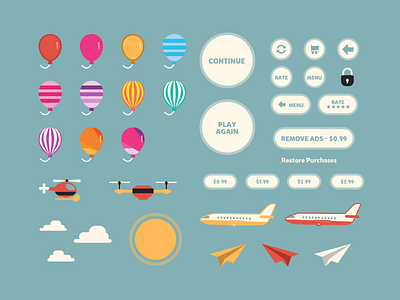 Balloon Kit - Flat Game Assets app asset balloon blue button character design flat game kit