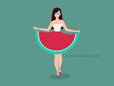 Watermelon Dress : Character Design animation animation 2d beautiful beauty charecter charecter design creative art creative design design digital art dress girl illustration watermelon