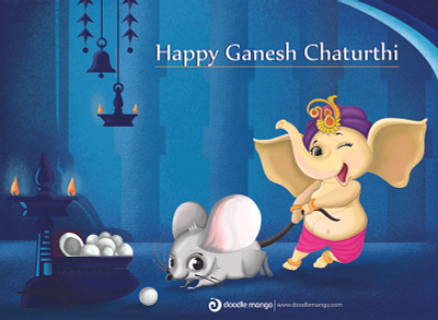 Ganesh Chaturthi Illustration animation art creative art creative illustration design digital art food ganesha illustration rat vector drawing