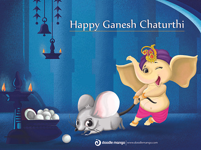 Ganesh Chaturthi Illustration animation art creative art creative illustration design digital art food ganesha illustration rat vector drawing