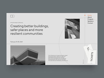 Architect Conference Home Page architect architecture blackandwhite design grey line minimal typography ui ux web website