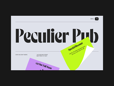 Peculier Pub beer drinks grid neon pub restaurant typography ui