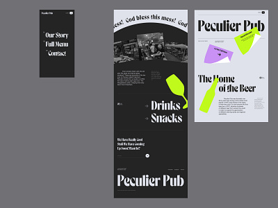 Peculier Pub beer drinks grid neon pub restaurant typography ui