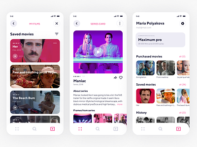 Cinemate, online cinema UI/UX design application cinema movies profile ui uiux