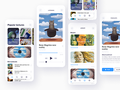 Podcast listening app application design interface playlist podcasts ui ui design uidesign uiux