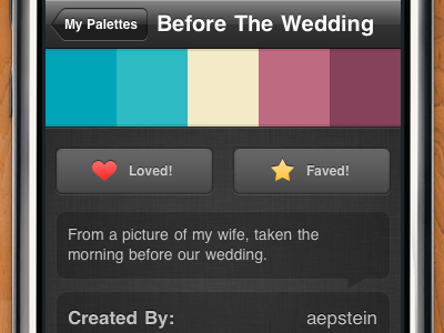 Love/Fave Buttons buttons color colorschemer colourlovers iphone palette