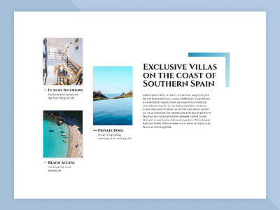 Luxury Villa Concept - Intro beach features holiday interiors intro pool property ui ux villa web design