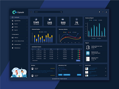 Capsule - Medical Management Dashboard UI Design admin panel clean ui cx dalamin dashboard design gdalamin healthcare hospital ui medical ui modern ui trending ui design ui user interface ux