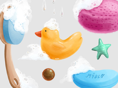 Bath bath digitalart drawing duck foam illustration procreate soap